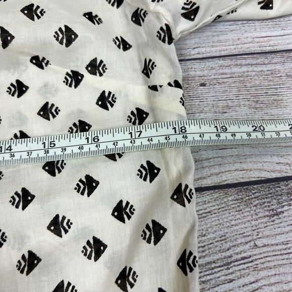 Tory Burch Kingfish Print Sequin Embellished Ivory Cotton Tunic Size 8 NWT - Picture 10 of 11